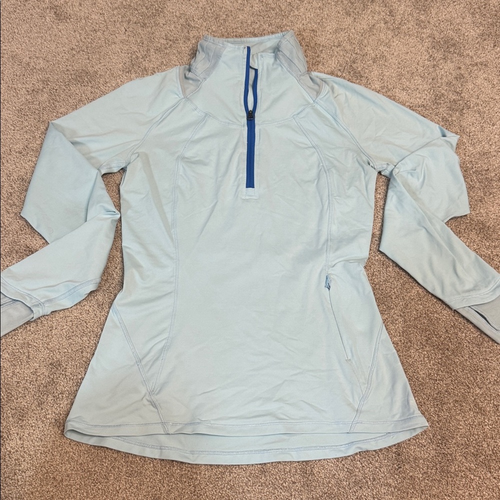 Light Blue quarter zip athletic top